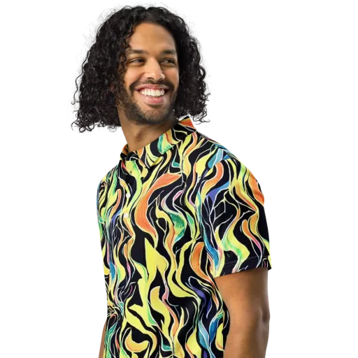 Color Vortex on a Men's Slim Fit Polo Shirt