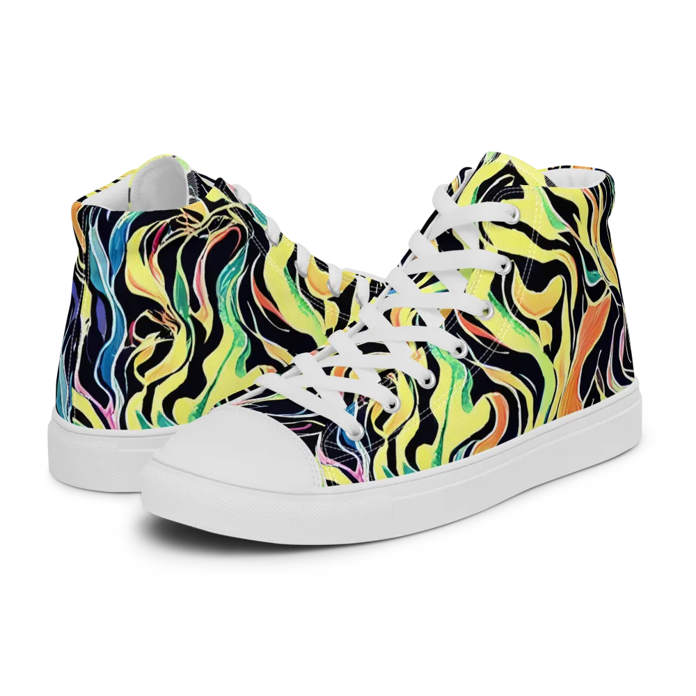 Color Vortex on Men's High Top Canvas Shoes — Left
