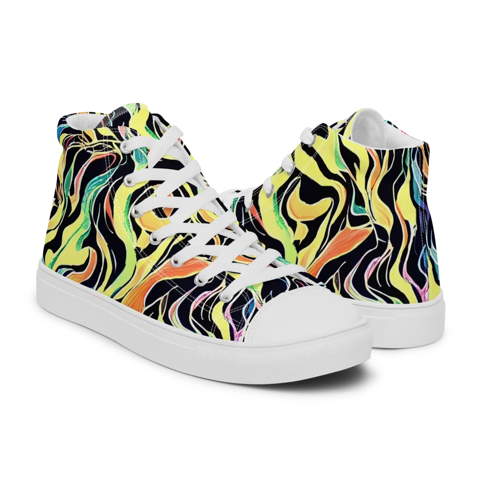 Color Vortex on Men's High Top Canvas Shoes — Right