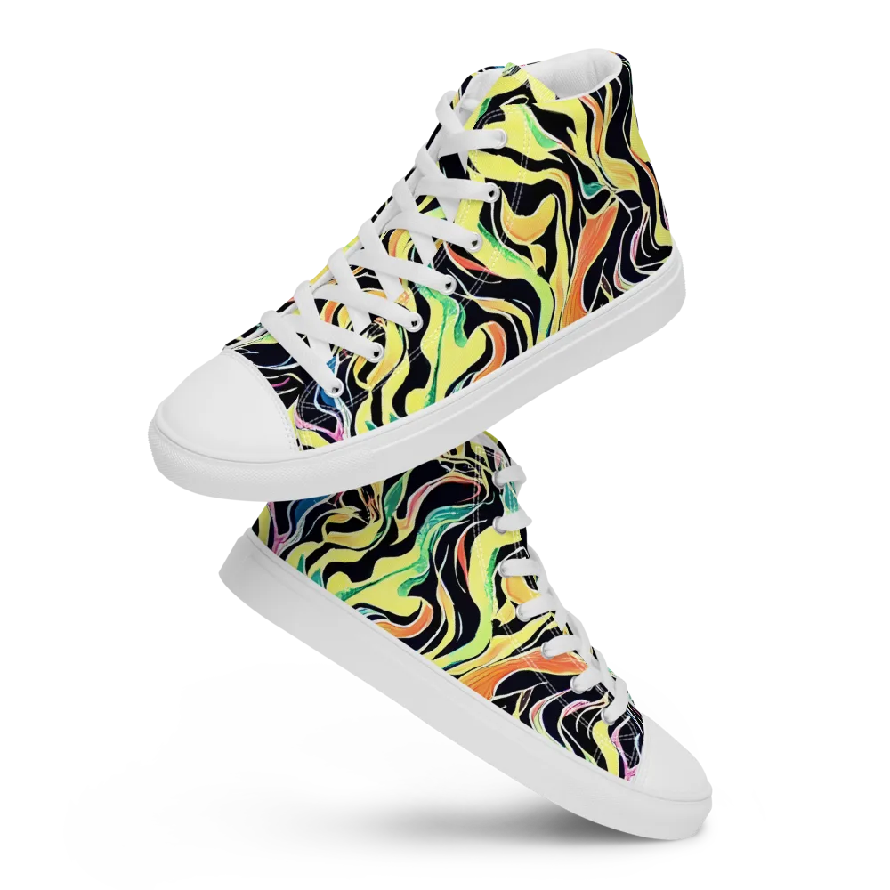 Color Vortex on Men's High Top Canvas Shoes — Front