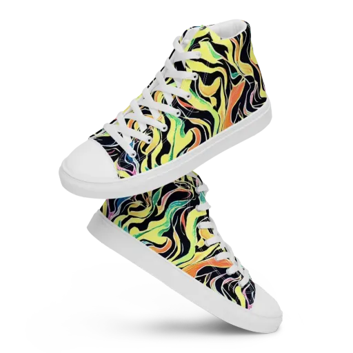 Color Vortex on a Men's High Top Canvas Shoes