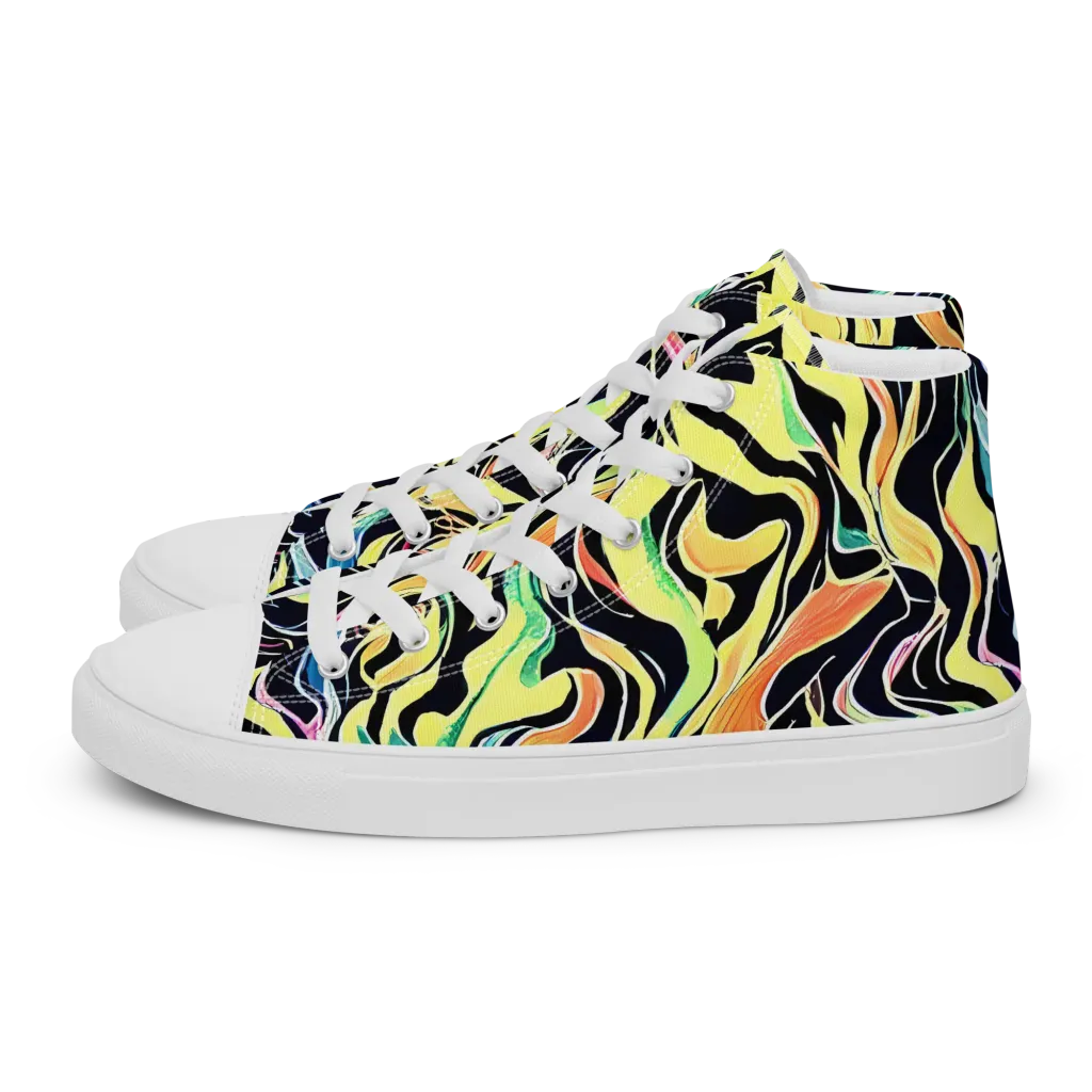 Color Vortex on Women's High Top Canvas Shoes — Left