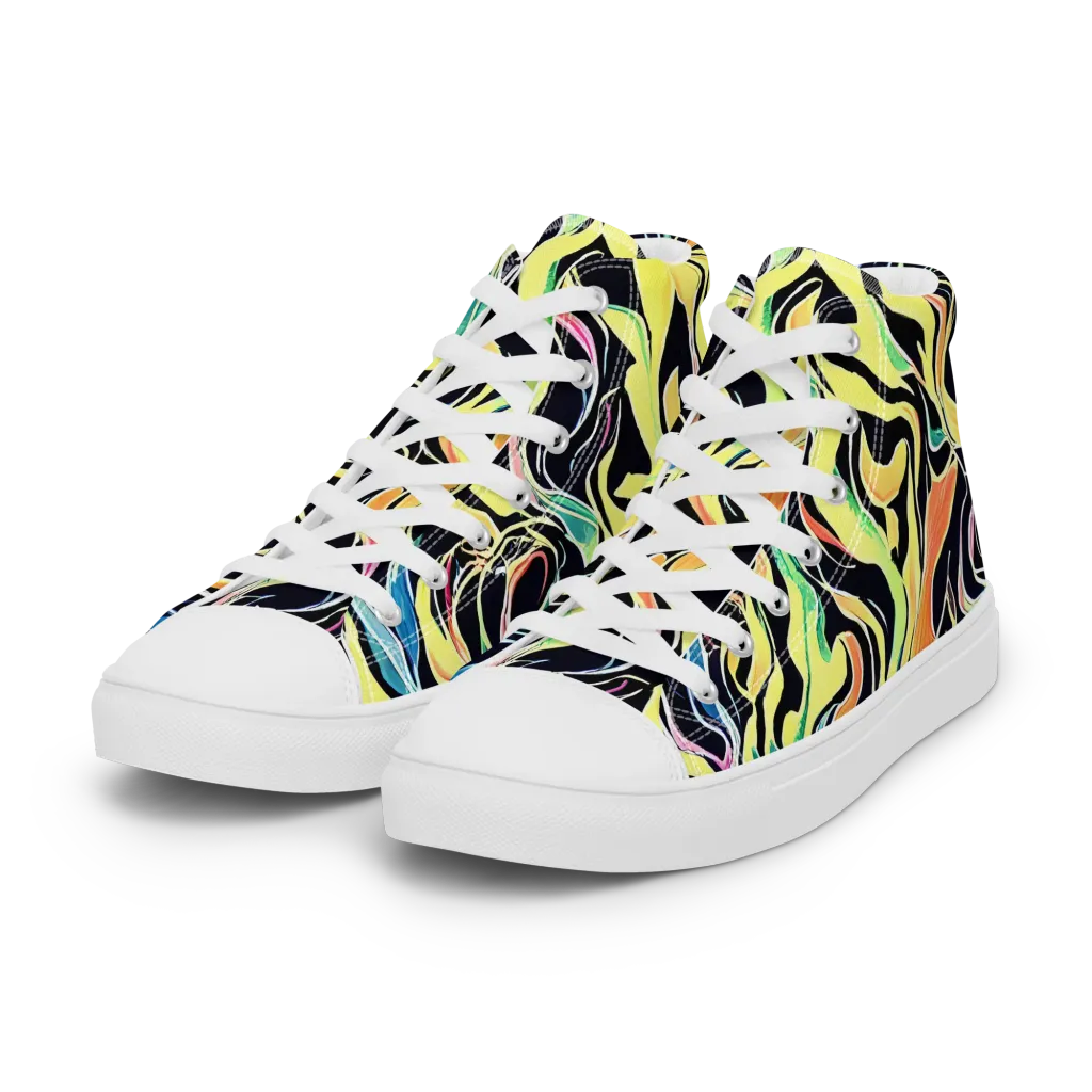 Color Vortex on Women's High Top Canvas Shoes — Left Front