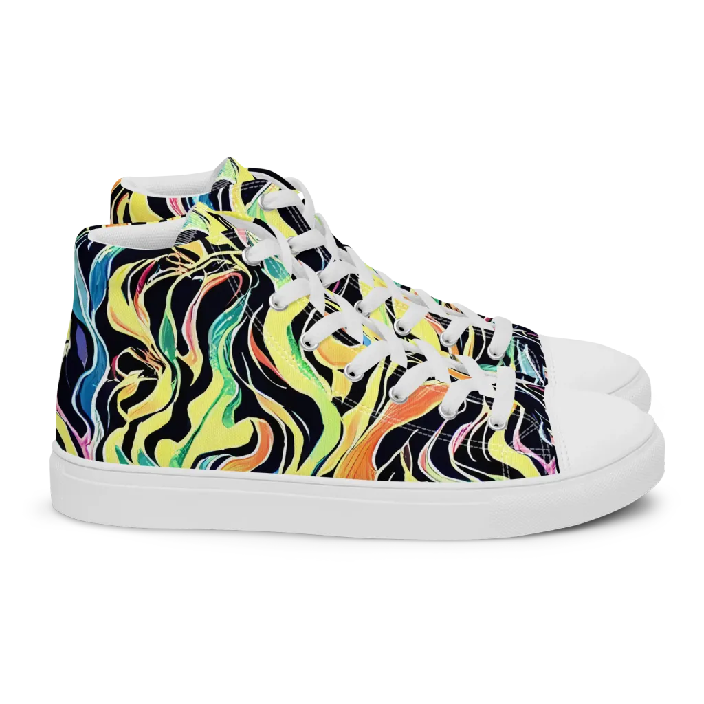 Color Vortex on Women's High Top Canvas Shoes — Right
