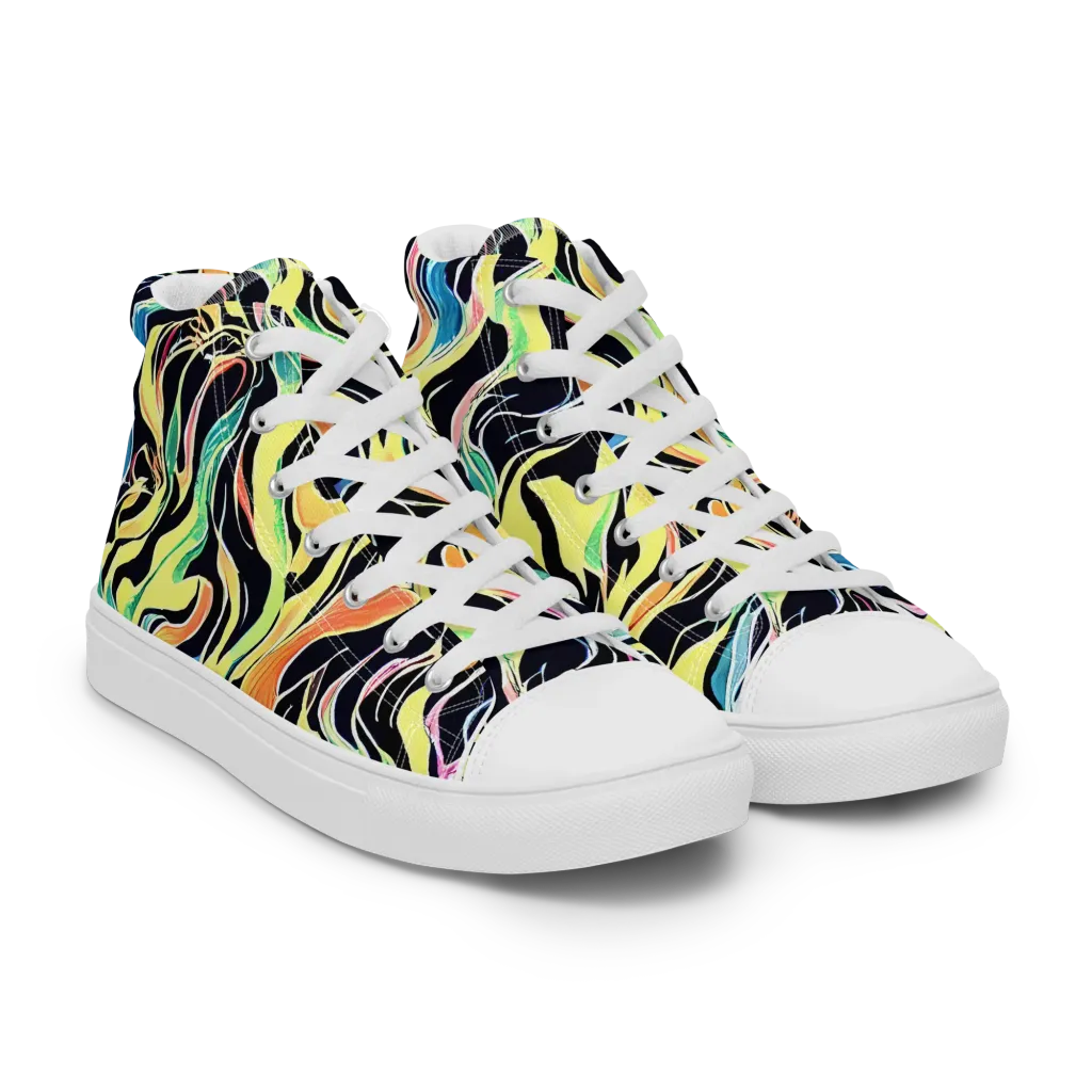 Color Vortex on Women's High Top Canvas Shoes — Right Front