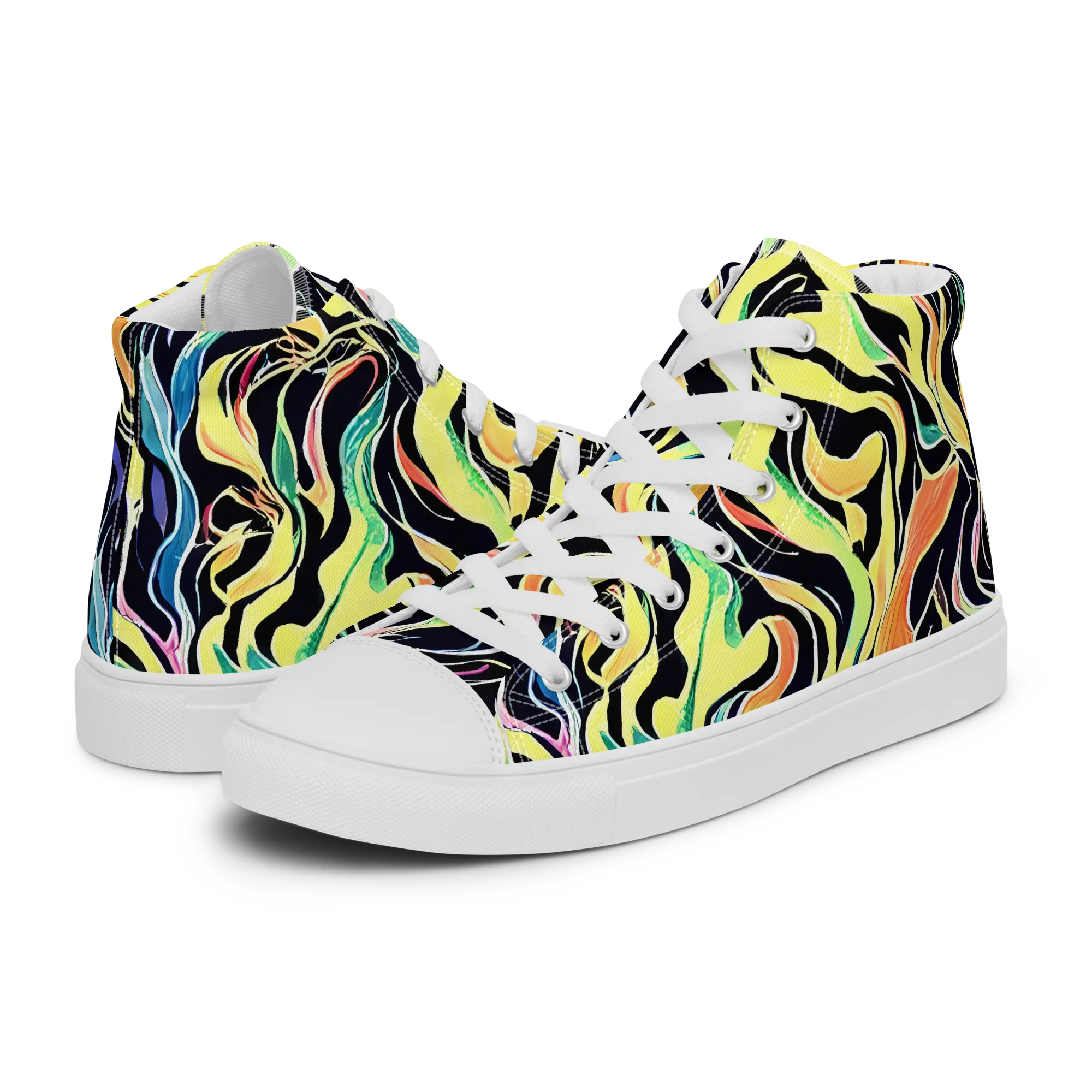 Color Vortex on Women's High Top Canvas Shoes — Left