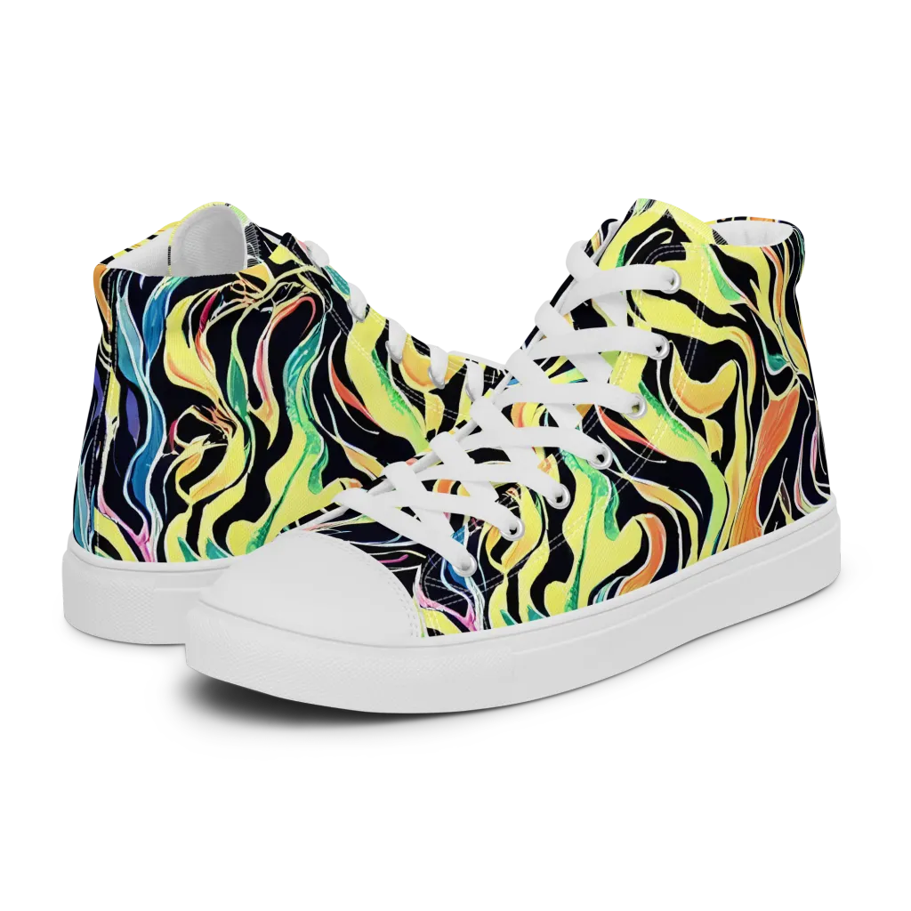 Color Vortex on Women's High Top Canvas Shoes — Left