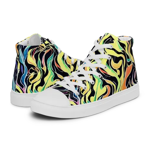 Color Vortex on a Women's High Top Canvas Shoes