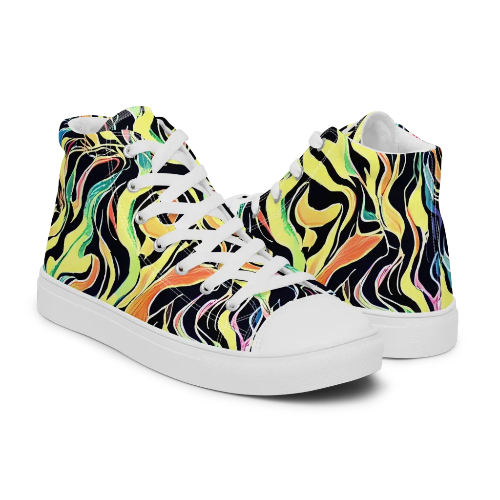 Color Vortex on Women's High Top Canvas Shoes — Right