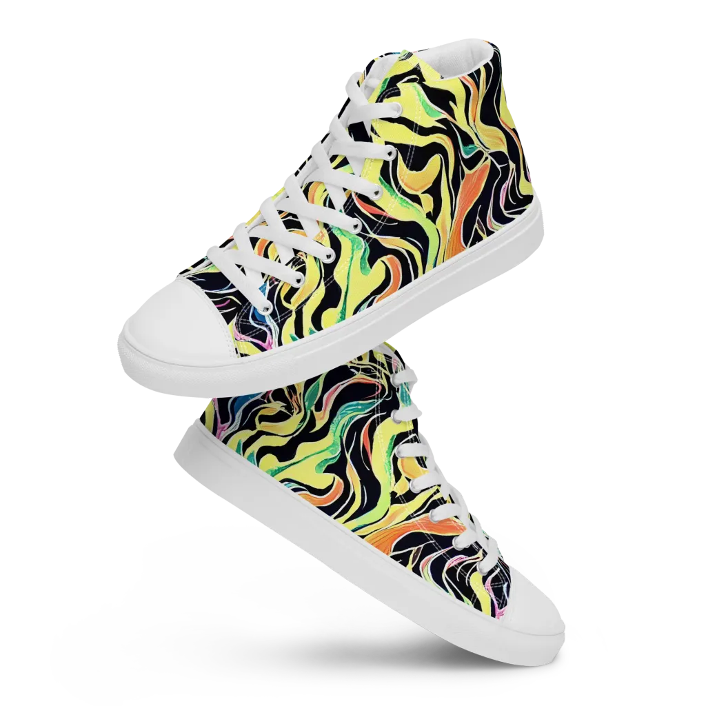 Color Vortex on Women's High Top Canvas Shoes — Front