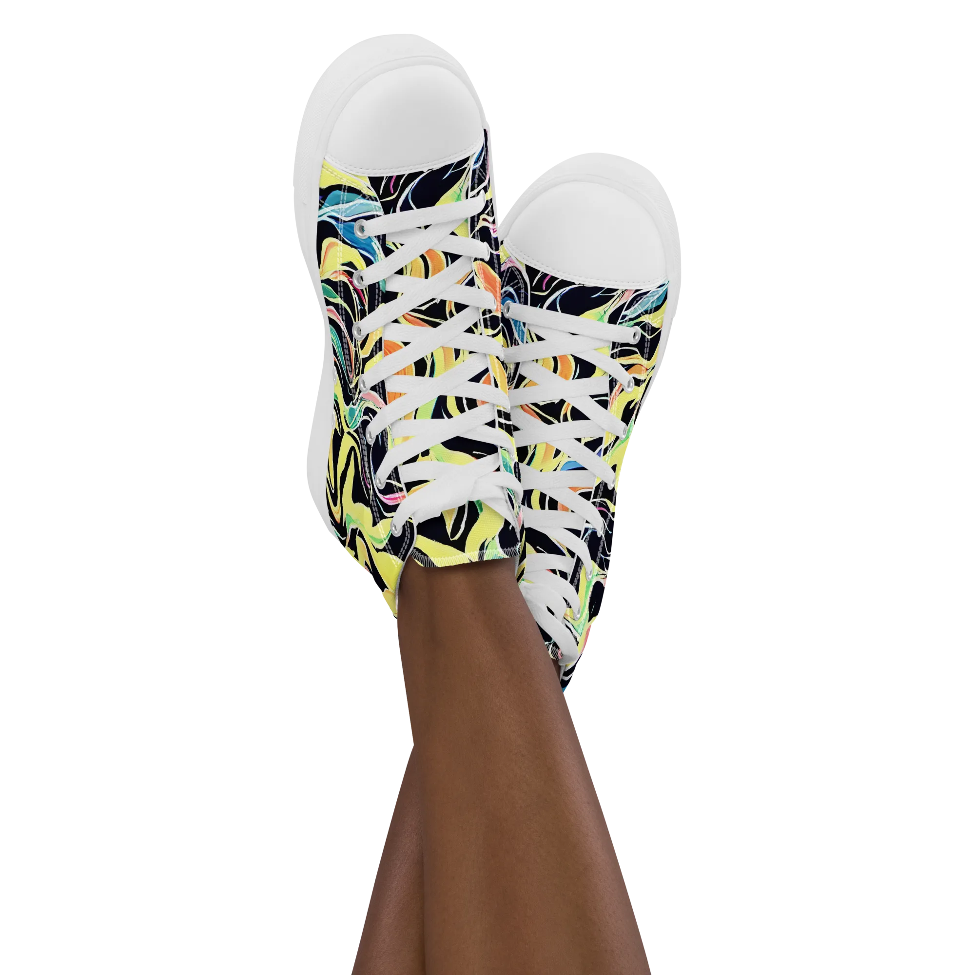 Color Vortex on Women's High Top Canvas Shoes — Front