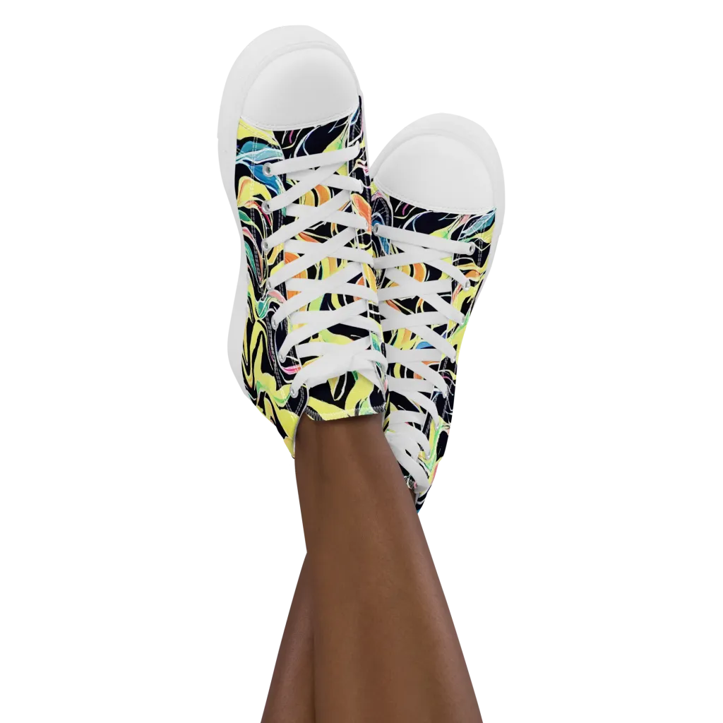 Color Vortex on Women's High Top Canvas Shoes — Front