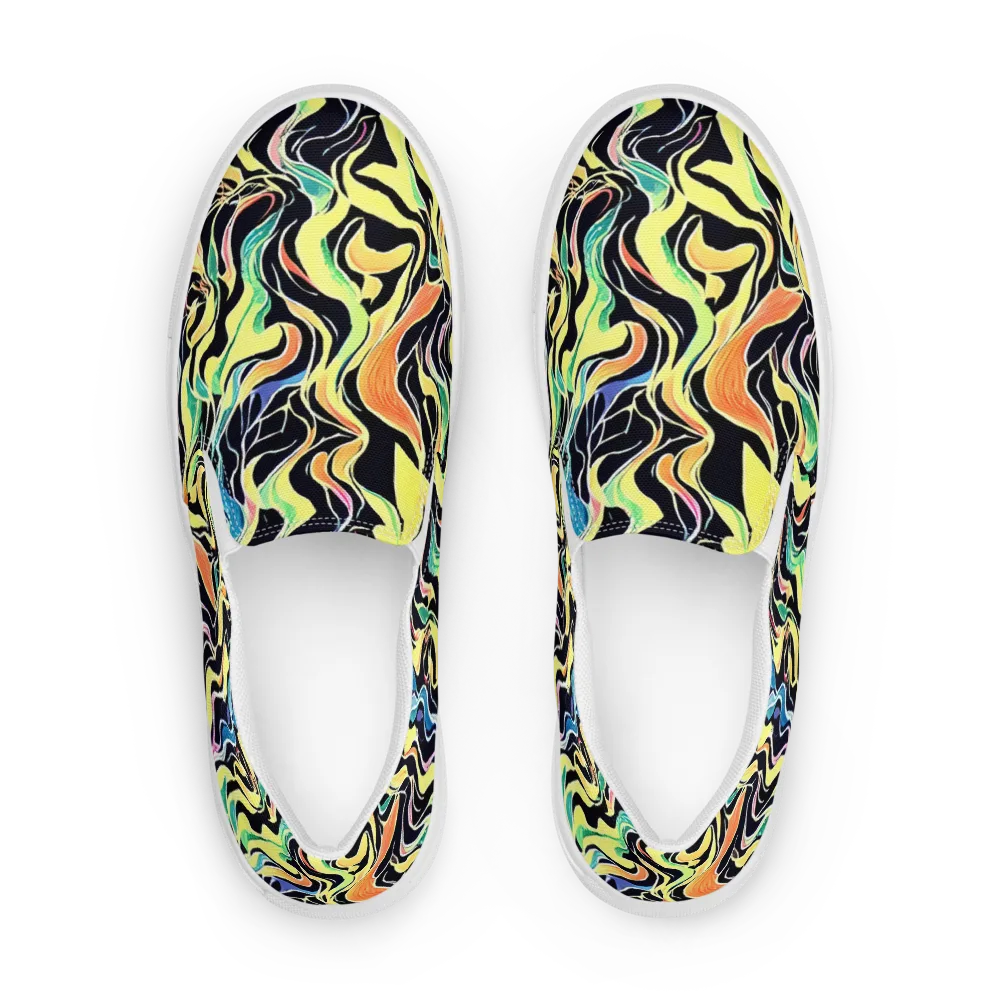 Color Vortex on Men's Slip-On Canvas Shoes — Front