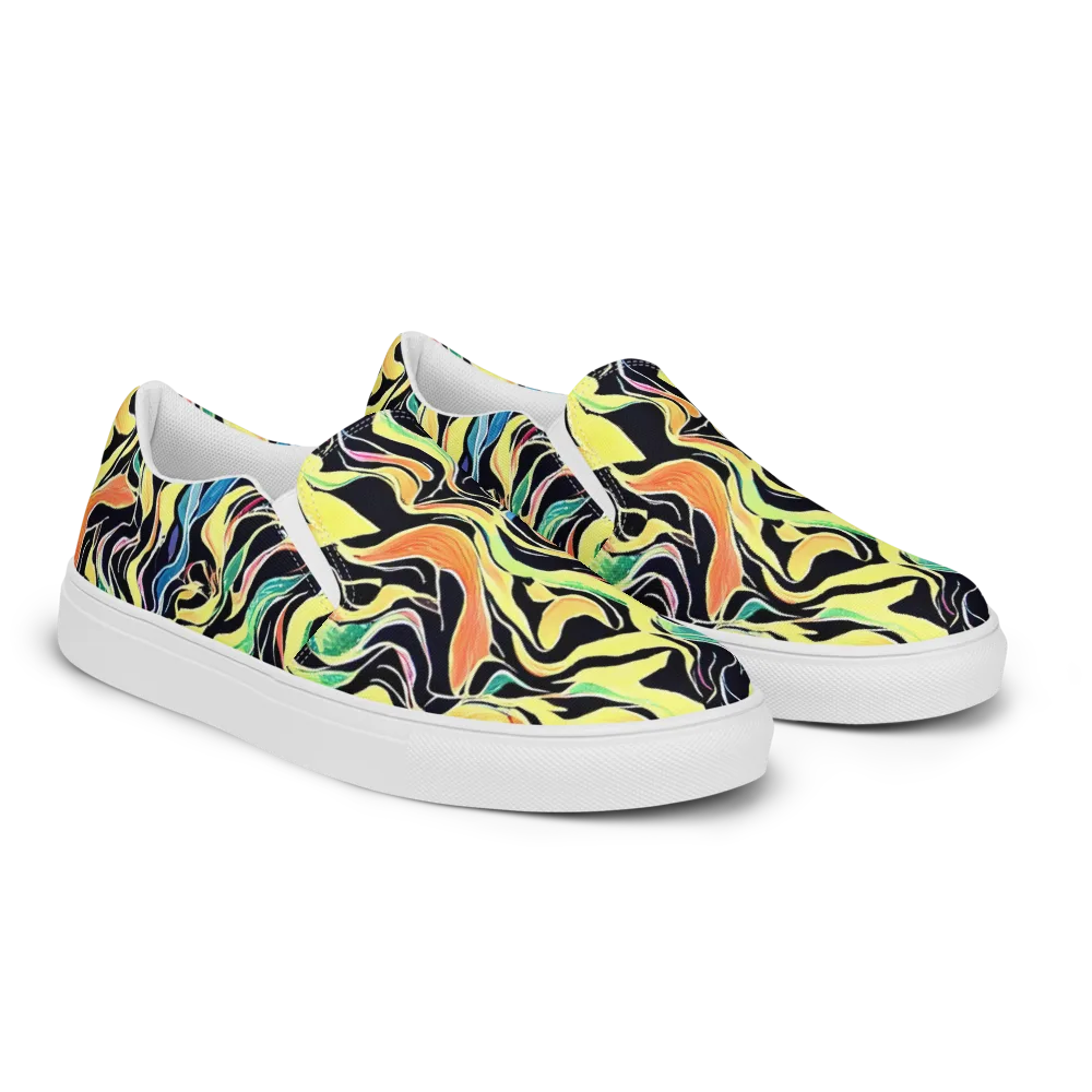 Color Vortex on Men's Slip-On Canvas Shoes — Right Front