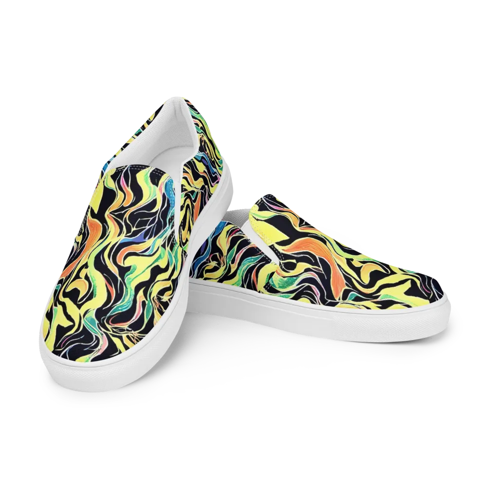 Color Vortex on Men's Slip-On Canvas Shoes — Left Front