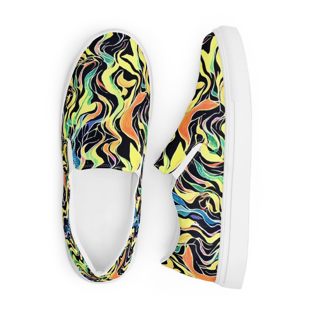 Color Vortex on Men's Slip-On Canvas Shoes — Front