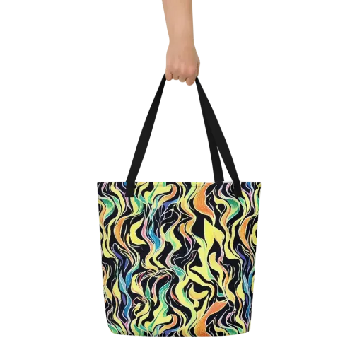 Color Vortex on a Large Tote Bag W/ Pocket