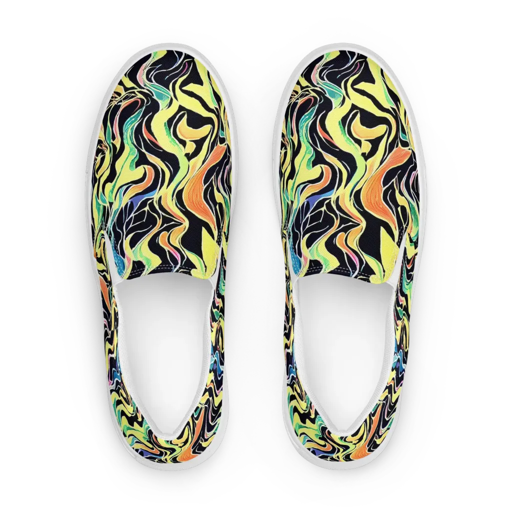 Color Vortex on Women's Slip-On Canvas Shoes — Front