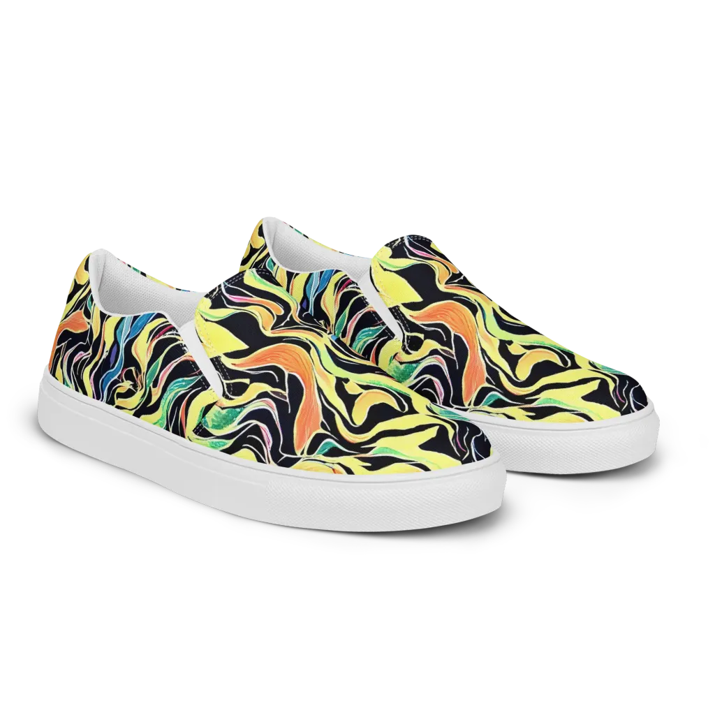 Color Vortex on Women's Slip-On Canvas Shoes — Right Front