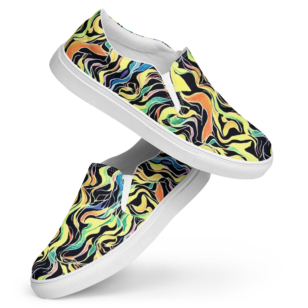 Color Vortex on Women's Slip-On Canvas Shoes — Front