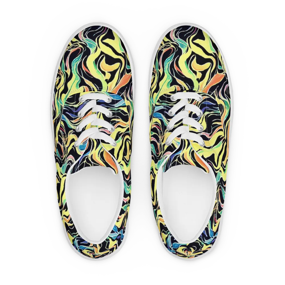 Color Vortex on Men's Lace-Up Canvas Shoes — Front