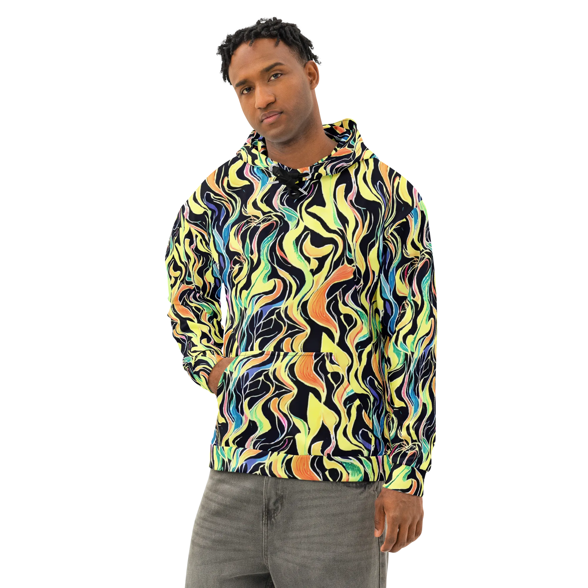 Color Vortex on Cotton Hoodie — Left Front