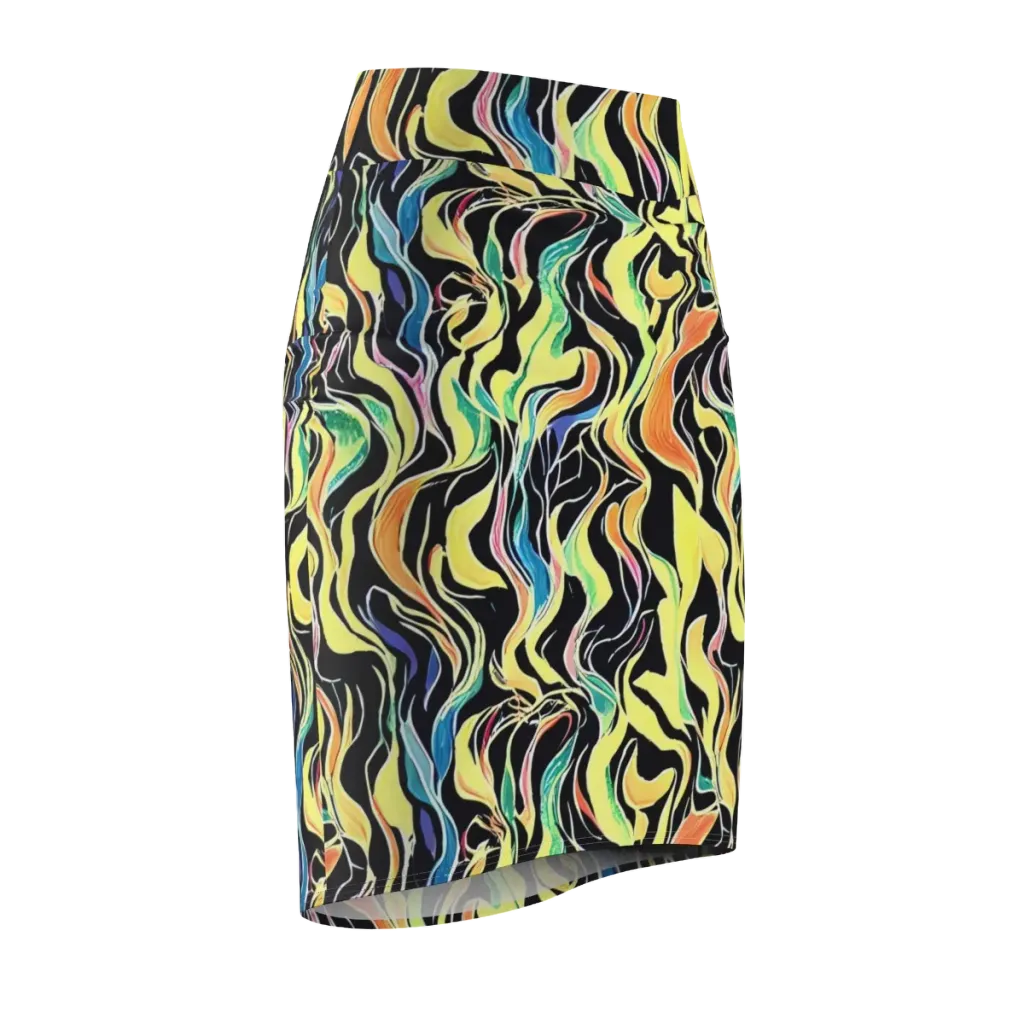 Color Vortex on Pencil Skirt — Front Side