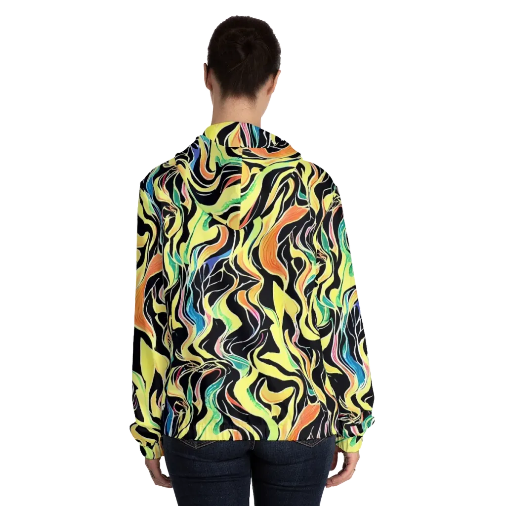 Color Vortex on Women's Full-Zip Hoodie — Back On Person