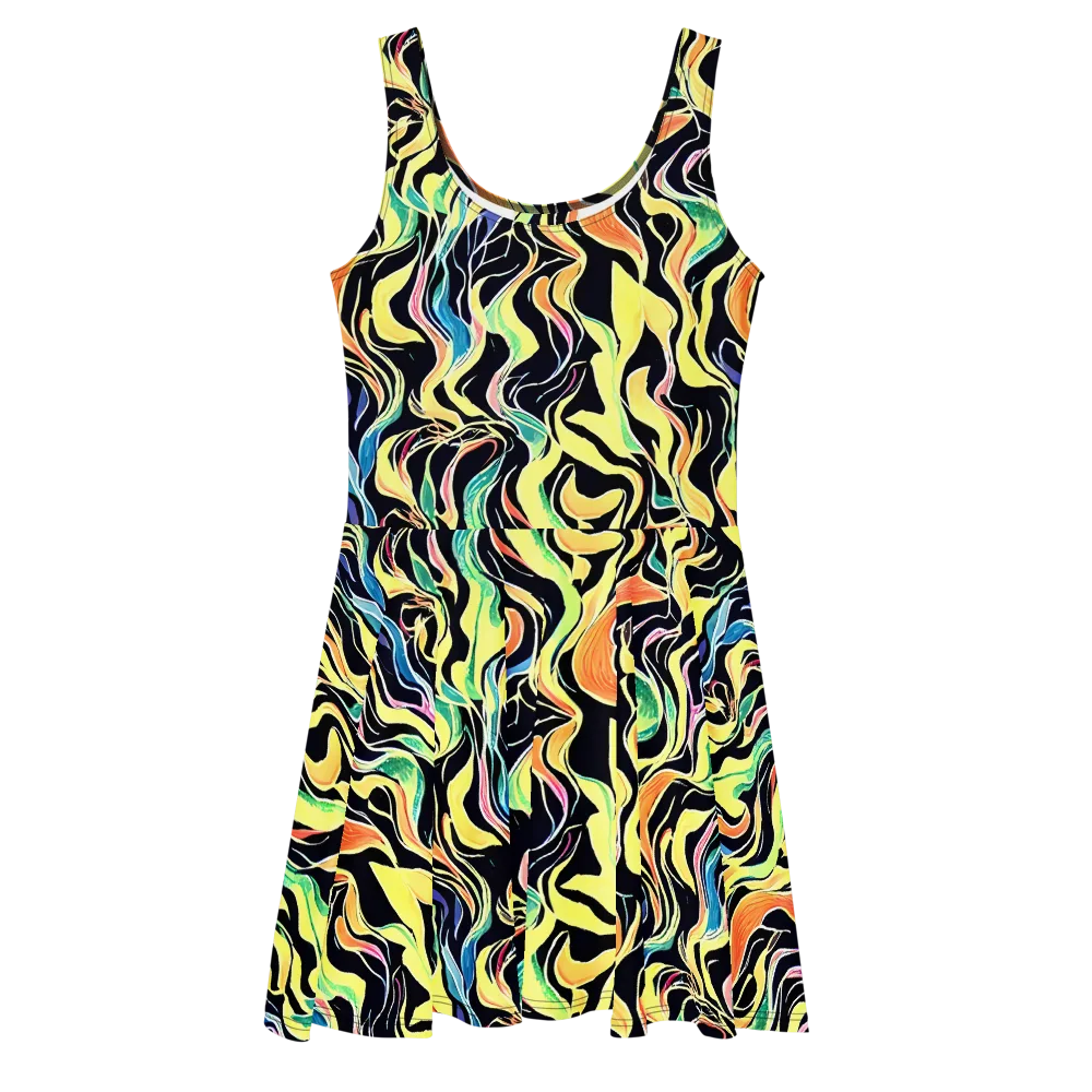 Color Vortex on Skater Dress — Front