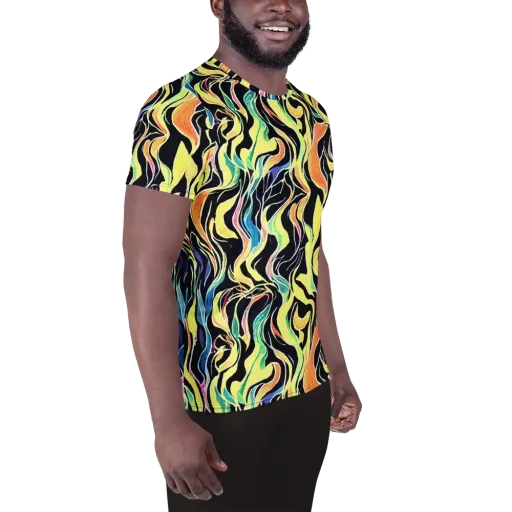 Color Vortex on a Men's Athletic T-Shirt
