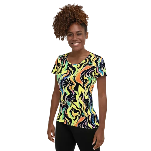 Color Vortex on a Women's Athletic T-Shirt