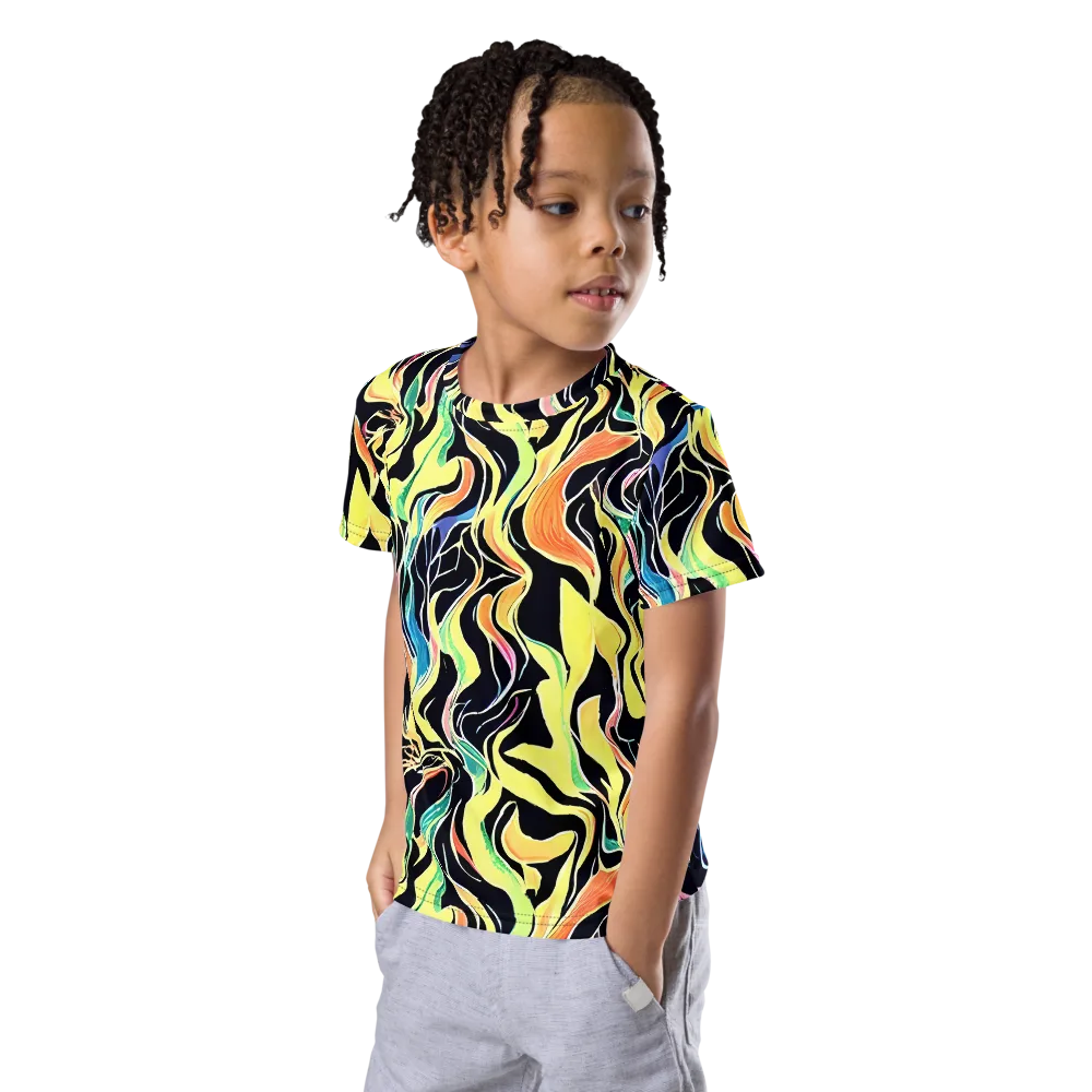 Color Vortex on Kids Crew Neck T-Shirt — Left Front