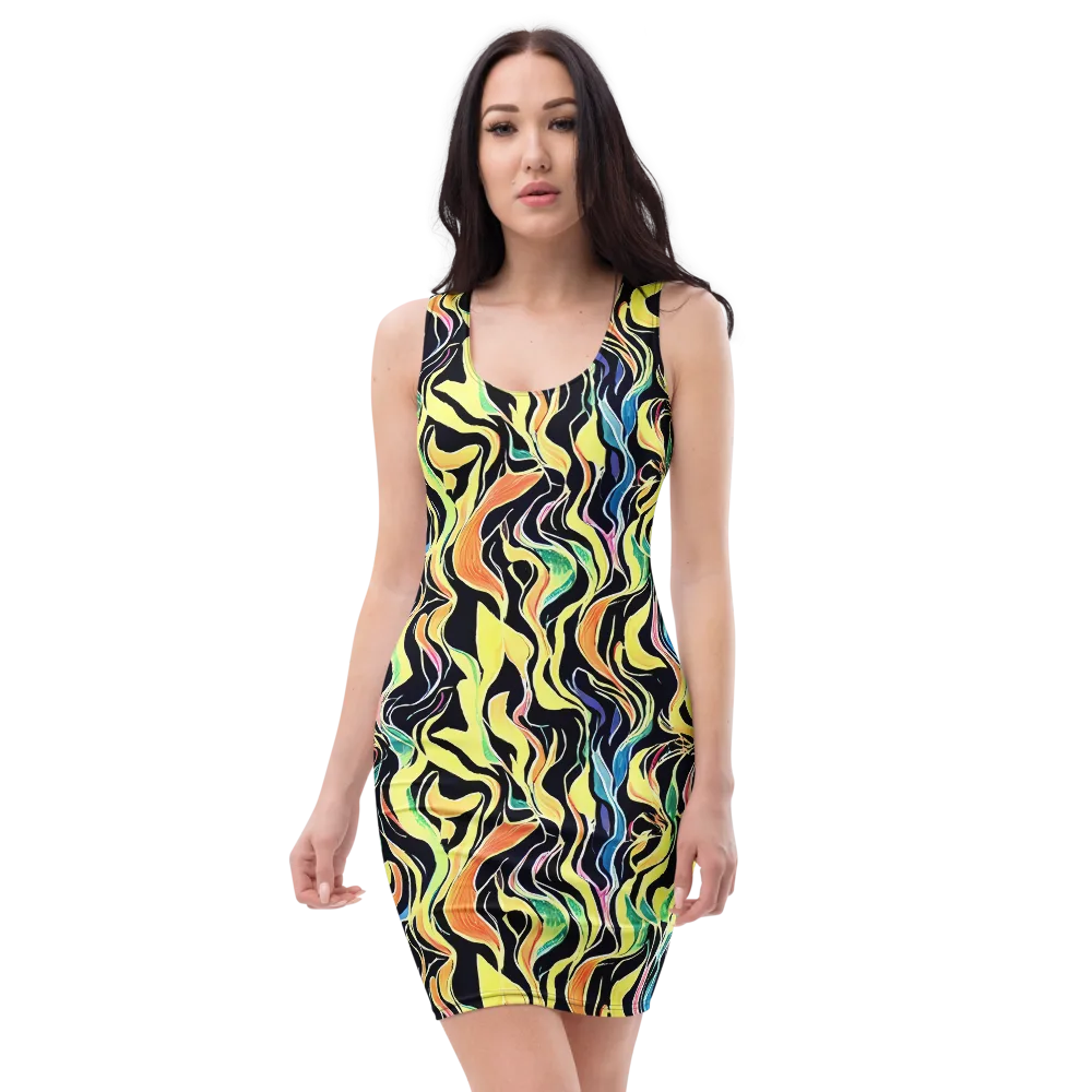 Color Vortex on Bodycon Dress — Front