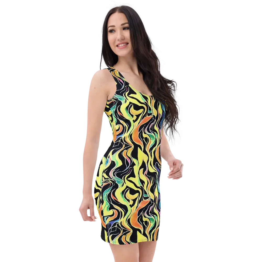 Color Vortex on Bodycon Dress — Right Front