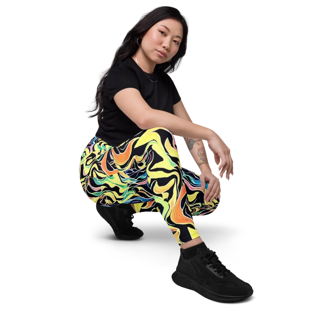 Color Vortex on Leggings with Pockets — Right Front