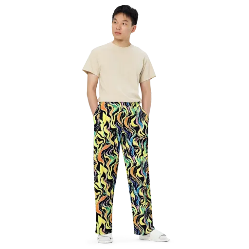 Color Vortex on a Wide-Leg Pants