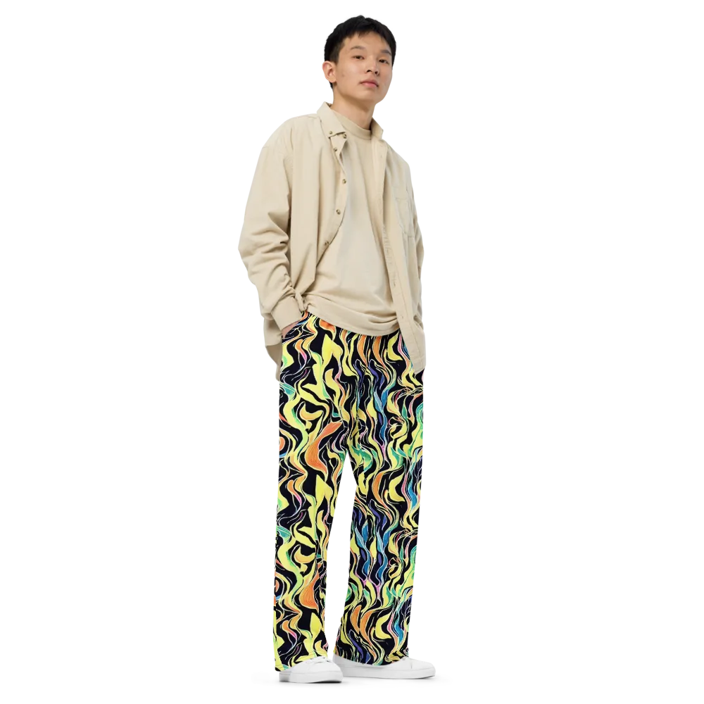Color Vortex on Wide-Leg Pants — Right Front