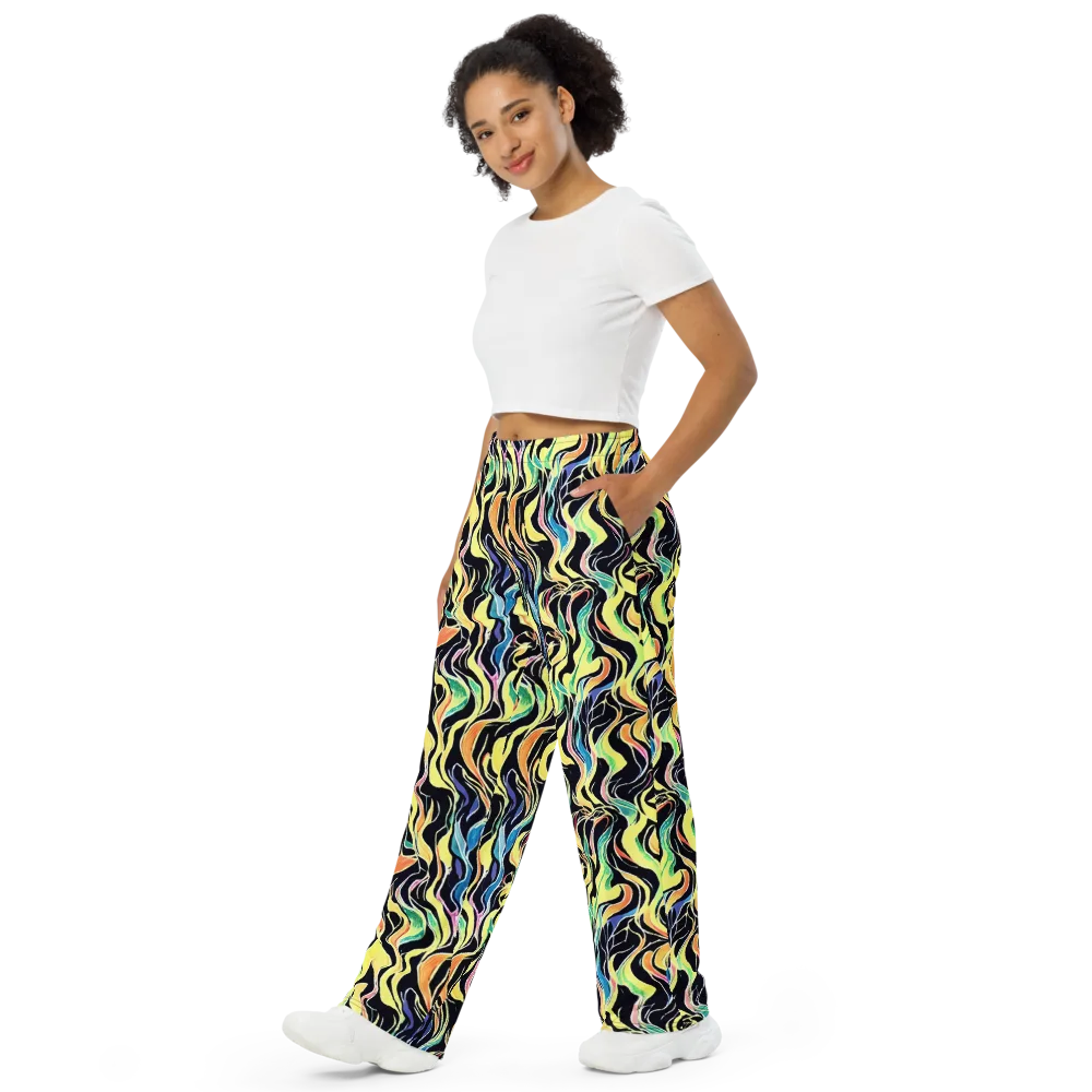Color Vortex on Wide-Leg Pants — Left Front