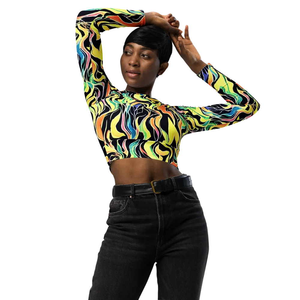 Color Vortex on Long Sleeve Crop Top — Front