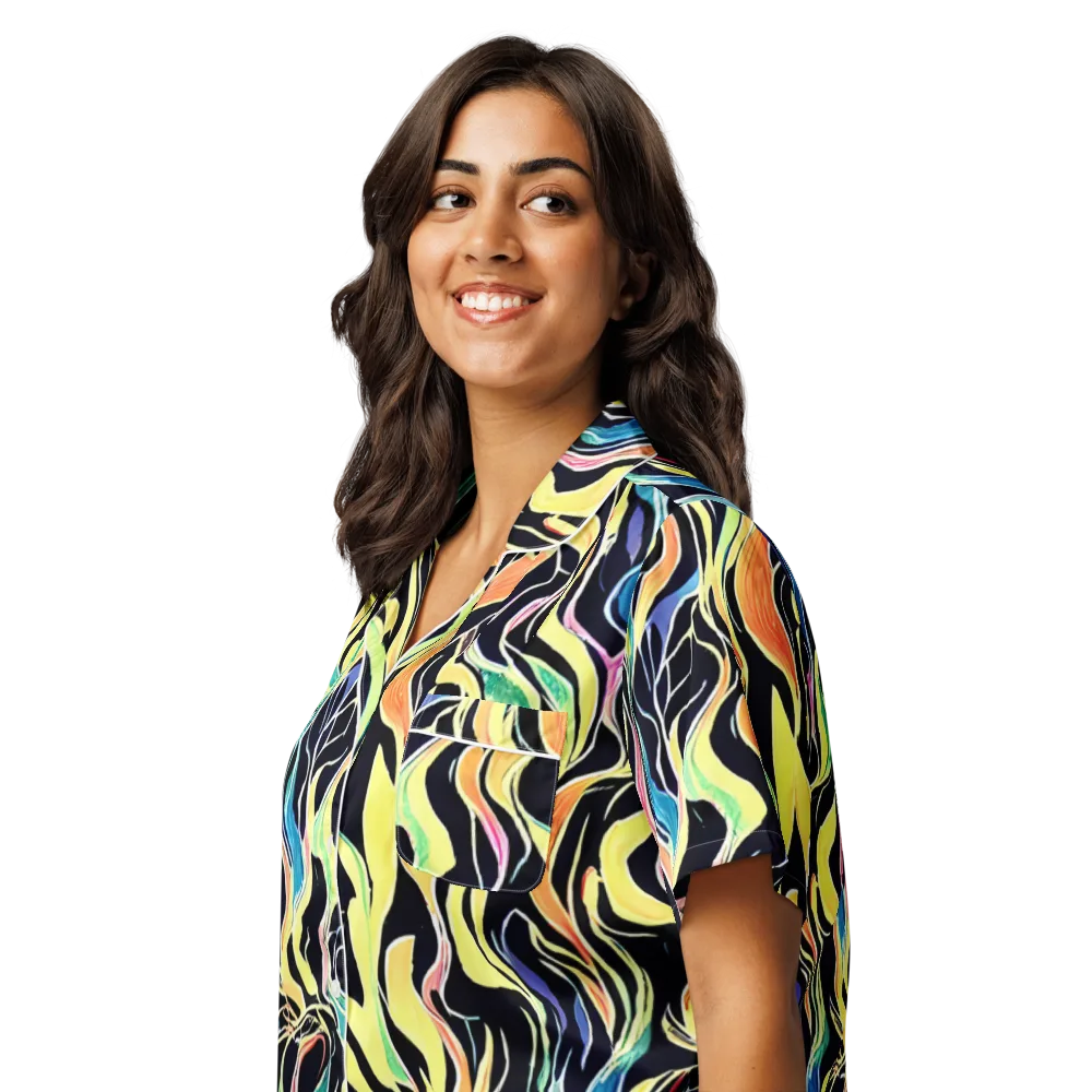 Color Vortex on Women's Short Sleeve Pajama Top — Left Front