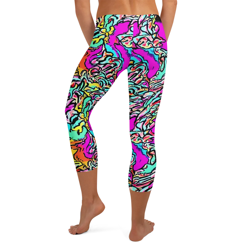 Radiant Disruption on Capri Leggings — Back