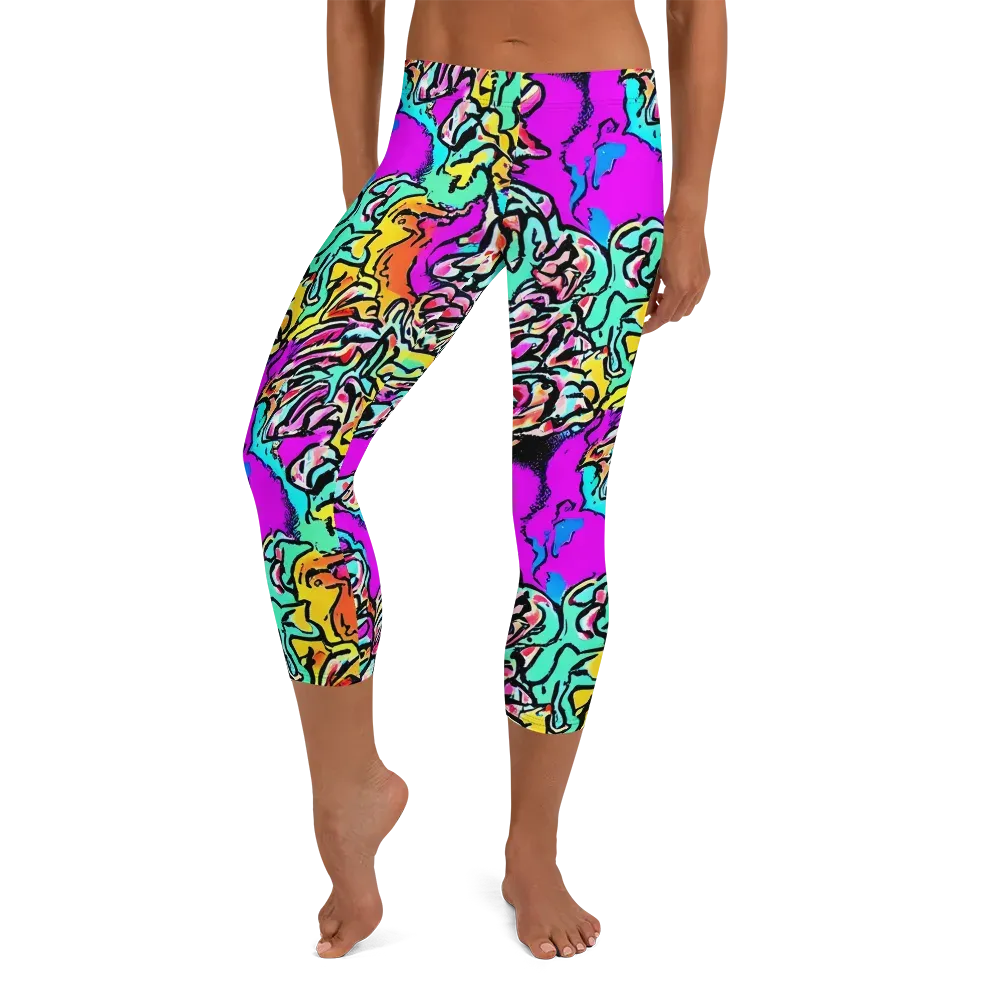 Radiant Disruption on Capri Leggings — Front
