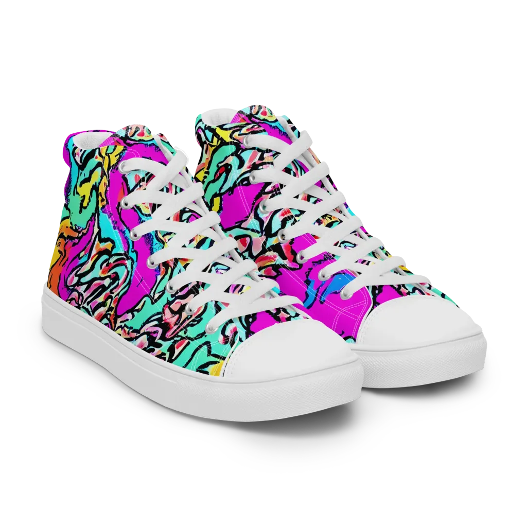 Radiant Disruption on Men's High Top Canvas Shoes — Right Front