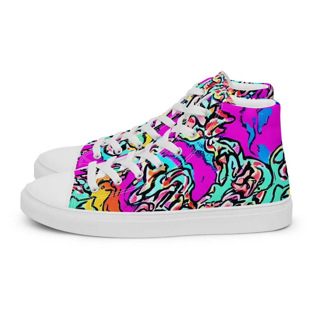 Radiant Disruption on Men's High Top Canvas Shoes — Left