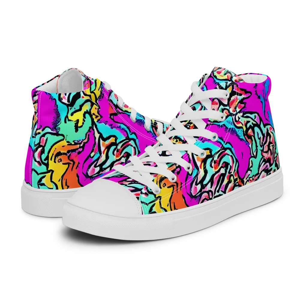 Radiant Disruption on Men's High Top Canvas Shoes — Left