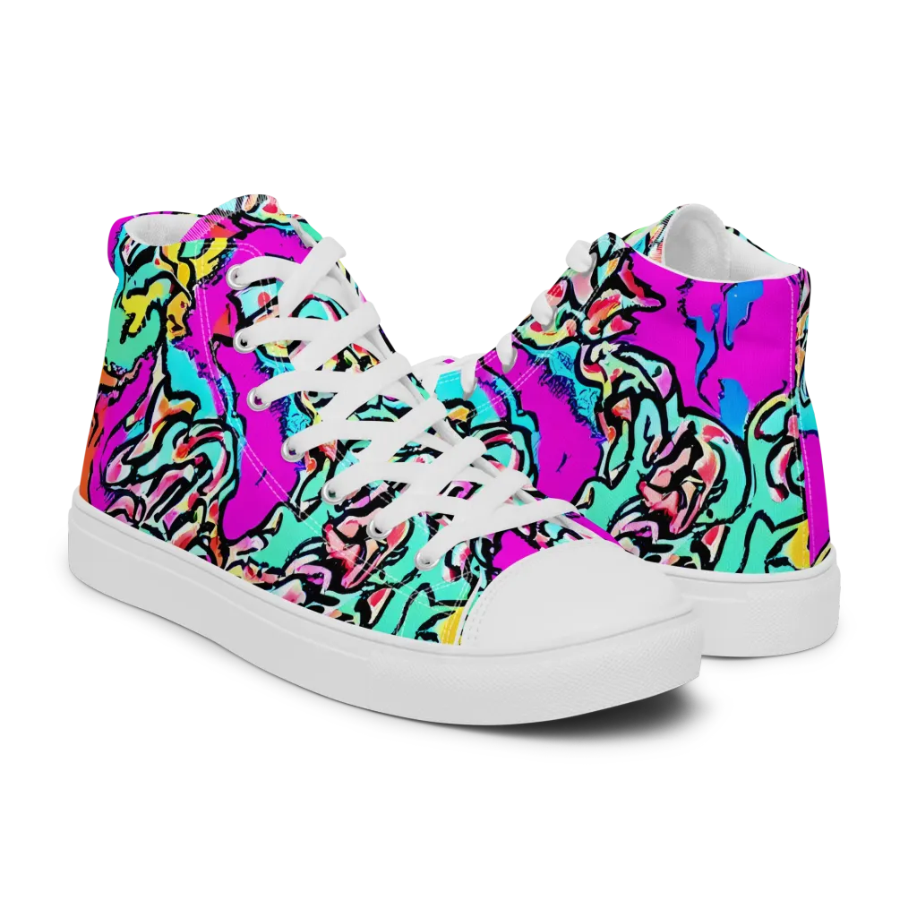 Radiant Disruption on Men's High Top Canvas Shoes — Right