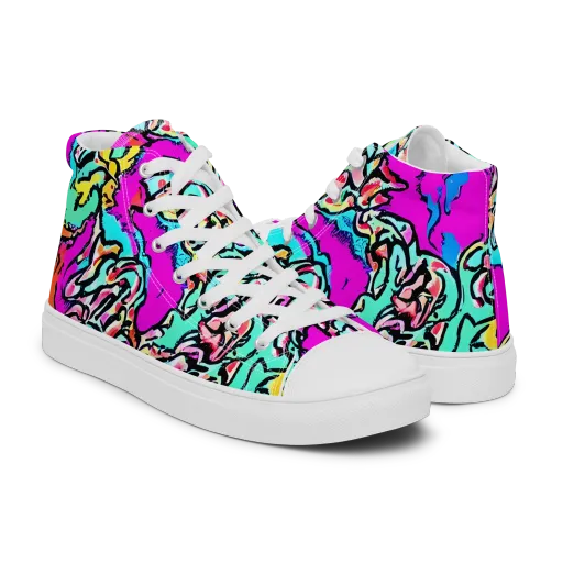 Radiant Disruption on a Men's High Top Canvas Shoes