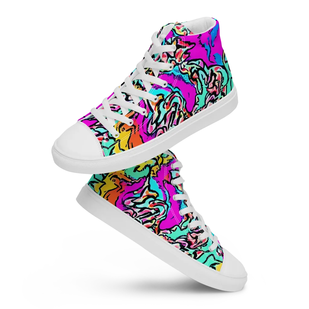 Radiant Disruption on Men's High Top Canvas Shoes — Front