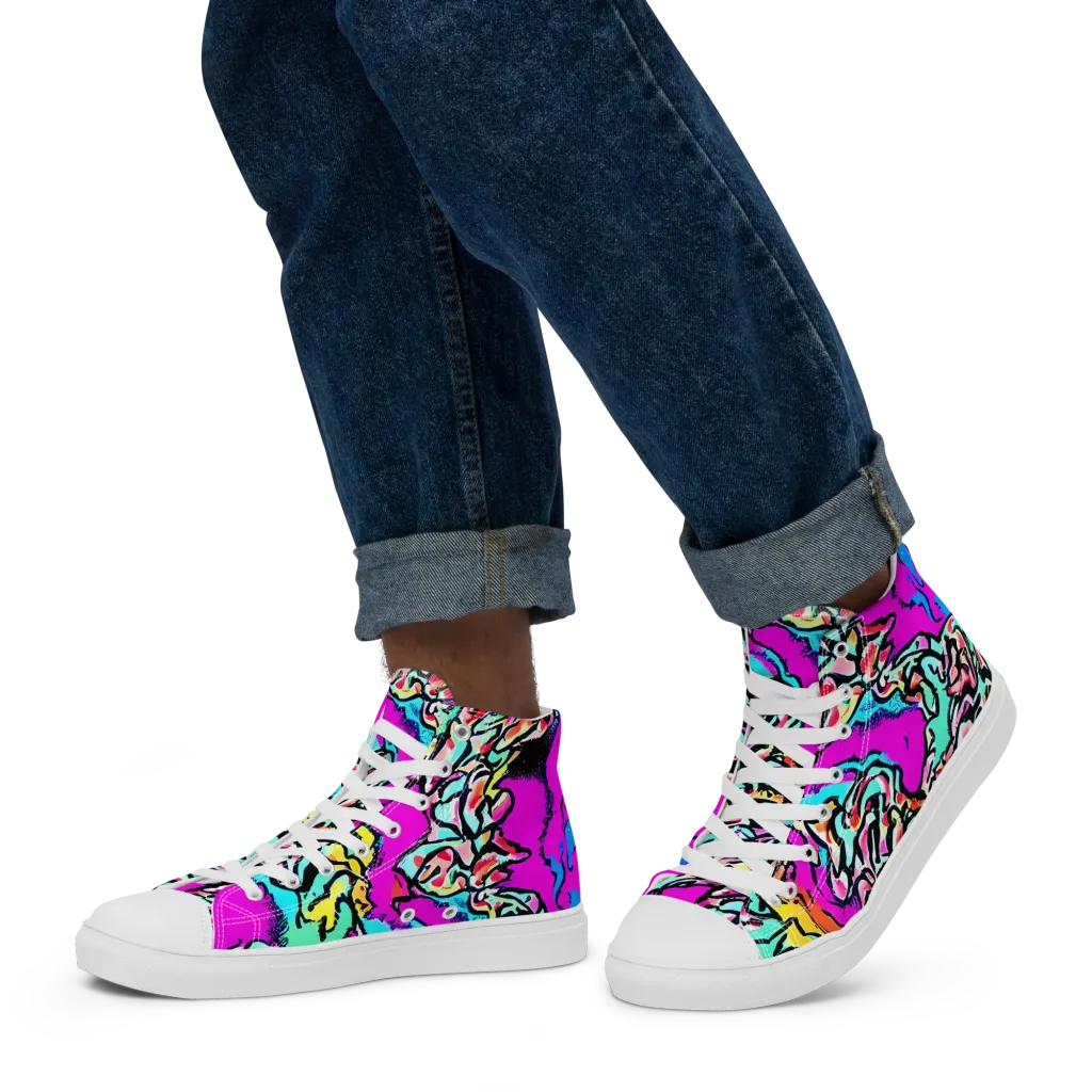 Radiant Disruption on Men's High Top Canvas Shoes — Left