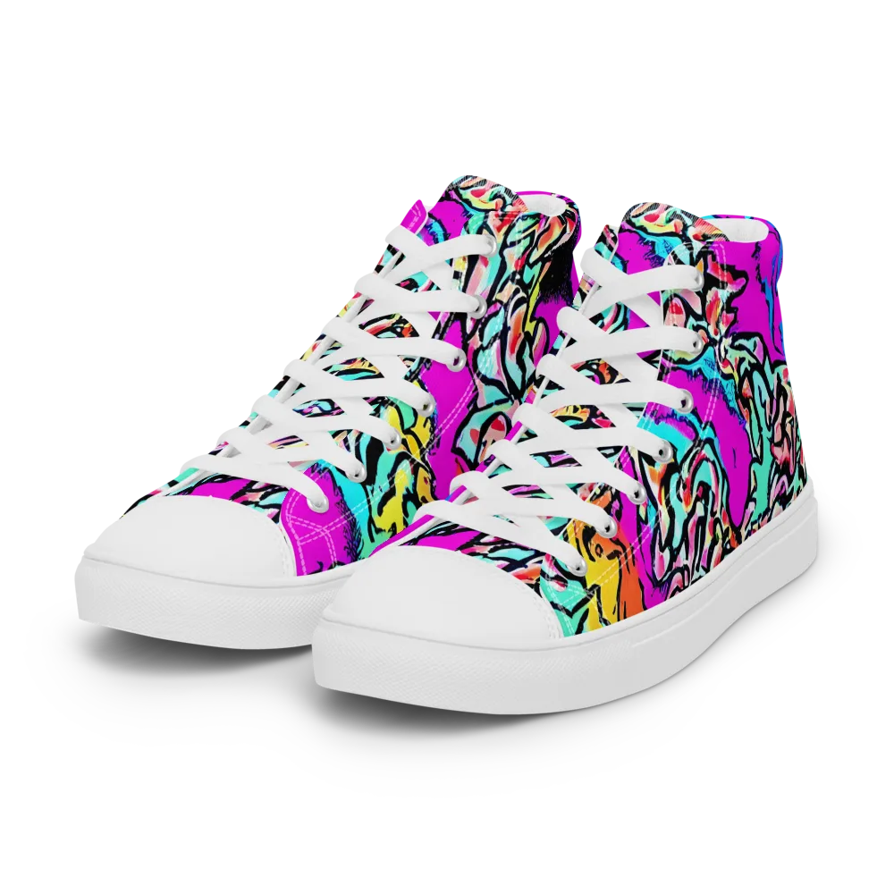 Radiant Disruption on Women's High Top Canvas Shoes — Left Front